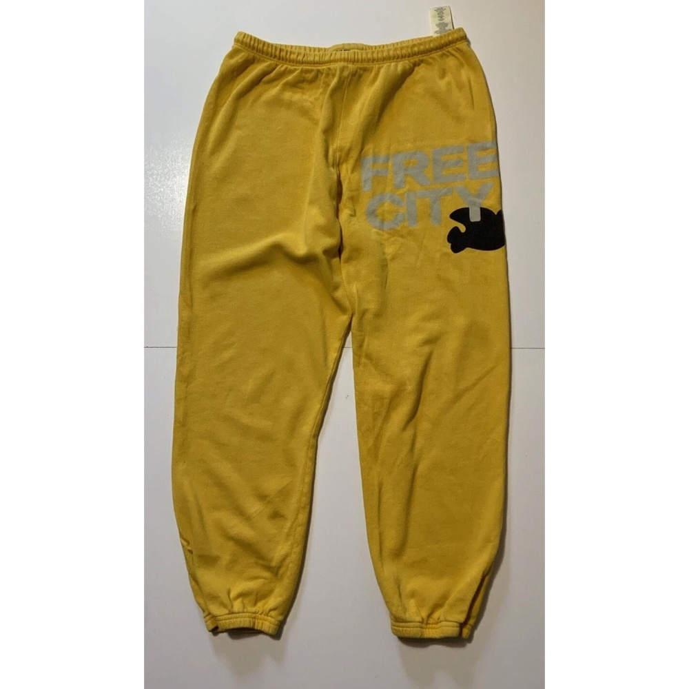 $168 Free City Life Nature Love Dove Yellow Jogger Sweatpants Medium Freecity